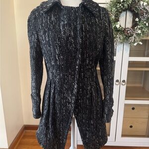 Lavender Label by Vera Wang Speckled Black and White Wool Blend Coat.